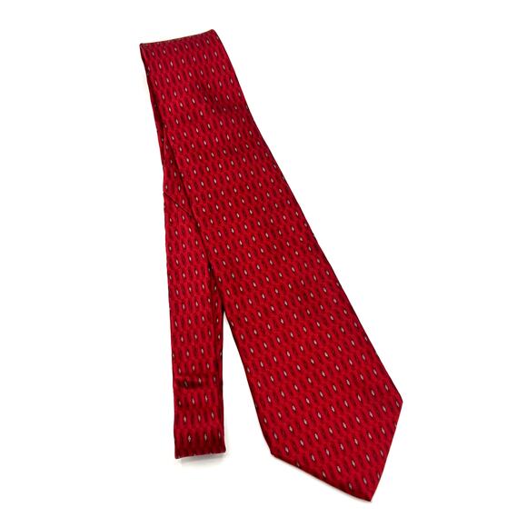 100% Silk Gianfranco Ruffini Red Geometric Pattern Tie Made in Italy - Picture 5 of 6